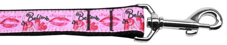 Believe in Pink Nylon Dog Leash 3/8 inch wide 4ft Long